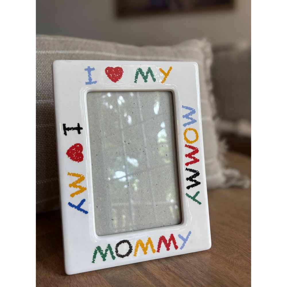 I Love My Mommy Vintage 90s Picture Frame White Multi Color Crayons 4x6 7151-46